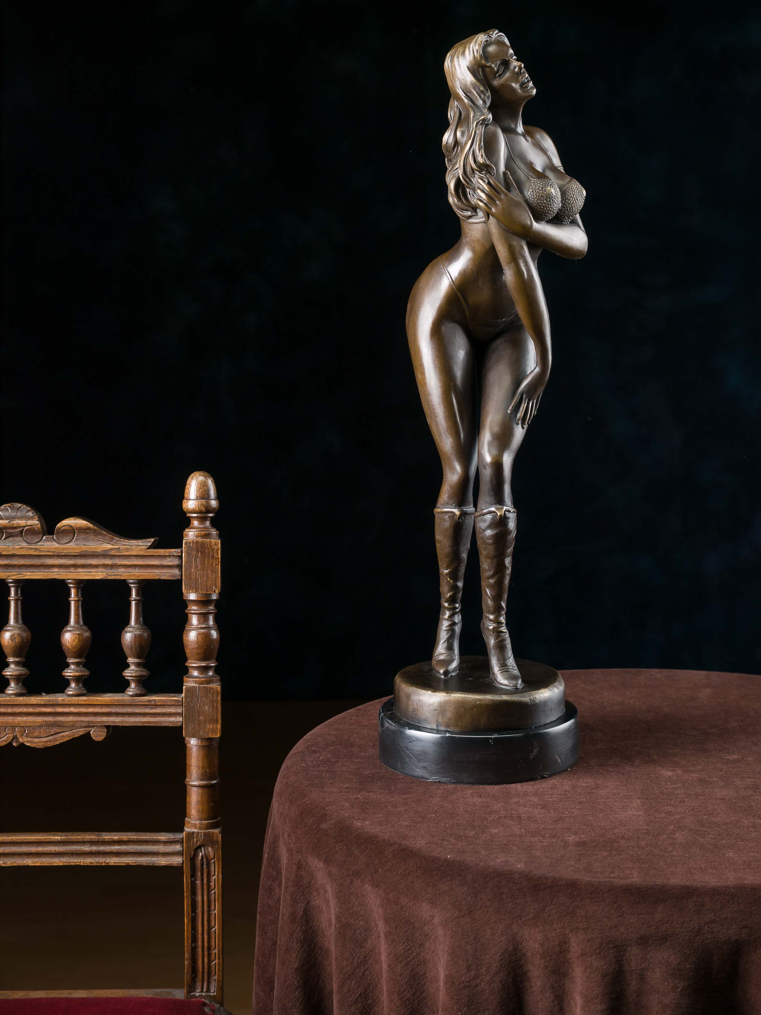 BRONZE EROTISCHE DAME 56CM AKT KUNST EROTIK FRAU BRONZEFIGUR BRONZESKULPTUR