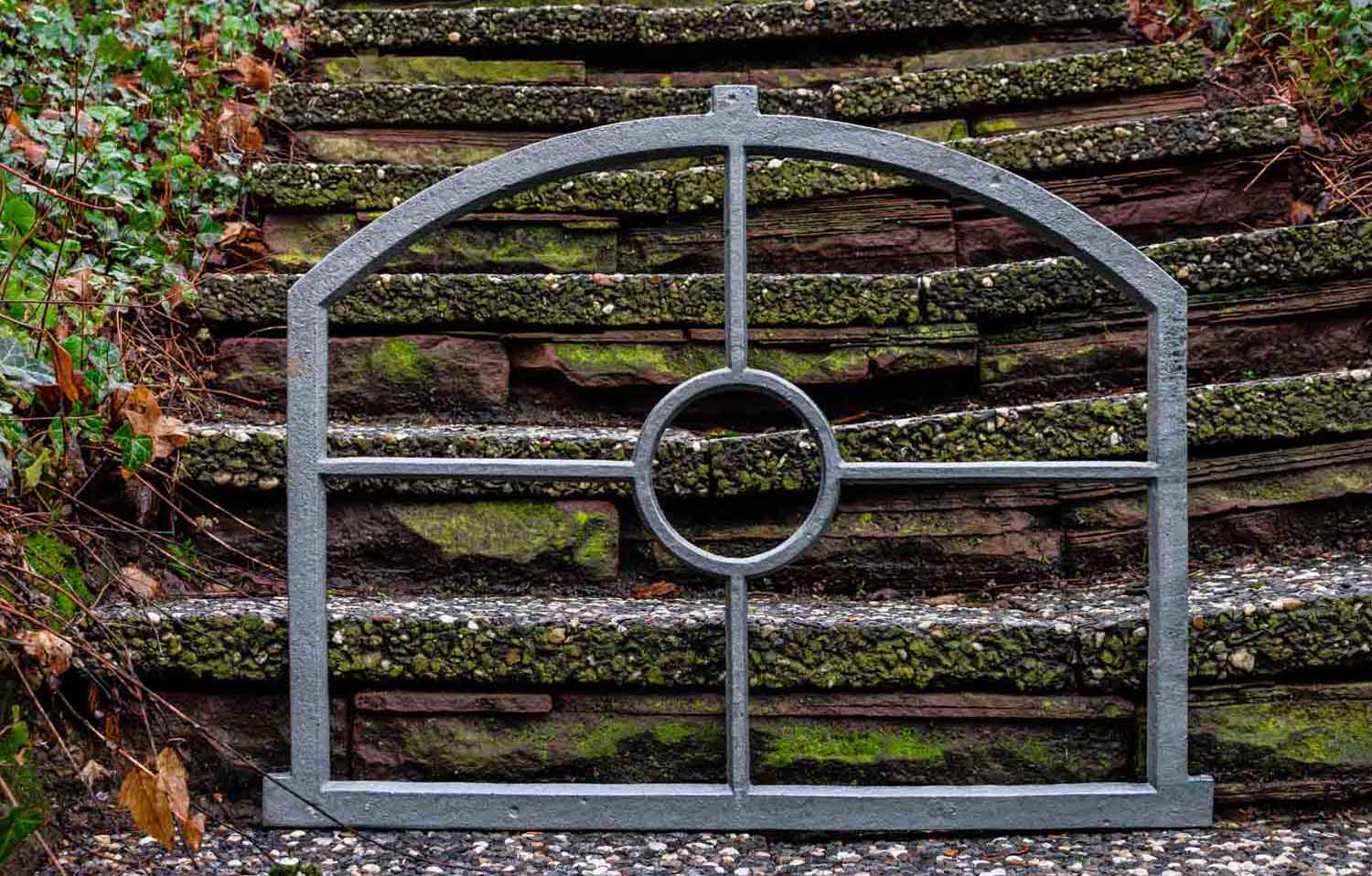 Fenster grau Stallfenster Eisenfenster Scheunenfenster Eisen 66cm Antik-Stil (w)