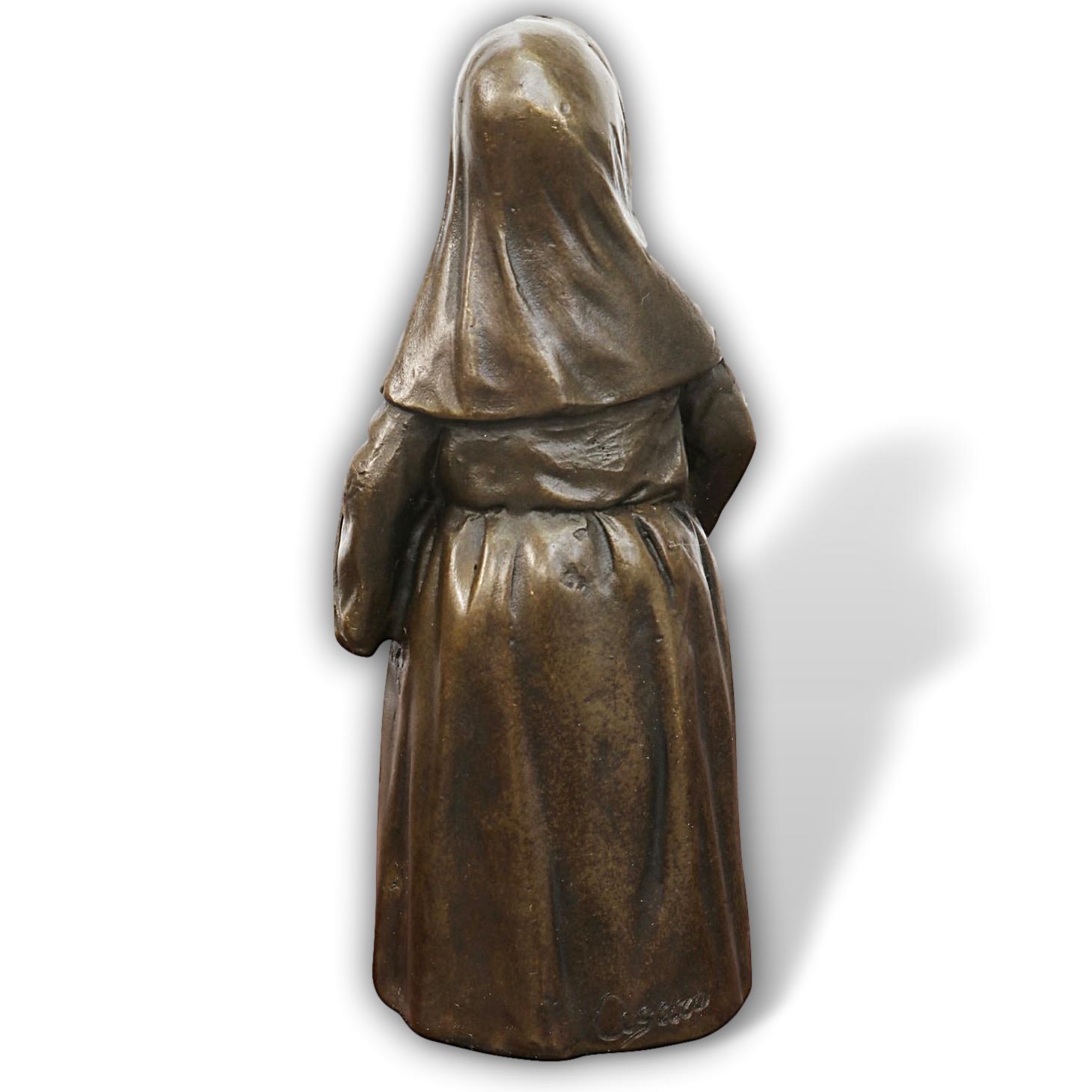 Skulptur Tischglocke Nonne Antik-Stil Bronzeskulptur Glocke Bronze Figur