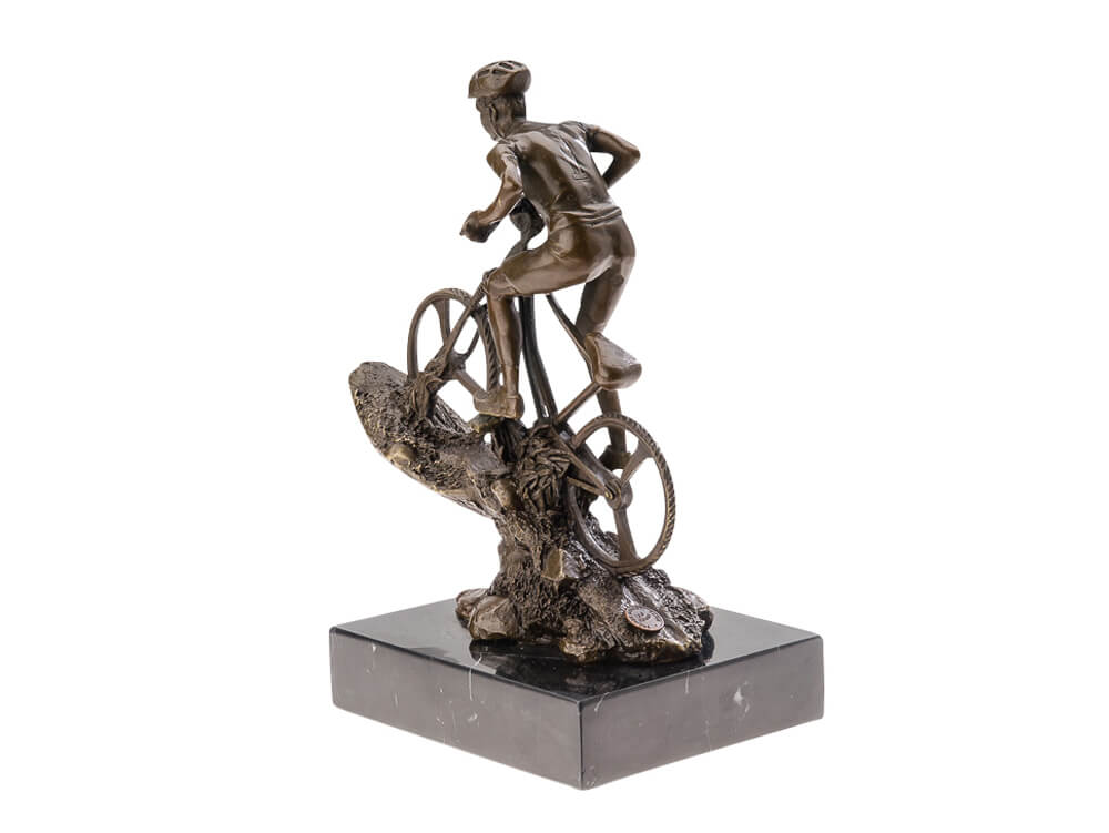 Bronzen sculptuur mountainbike 25 cm biker fietsen fiets figuur cup bronzen figuur