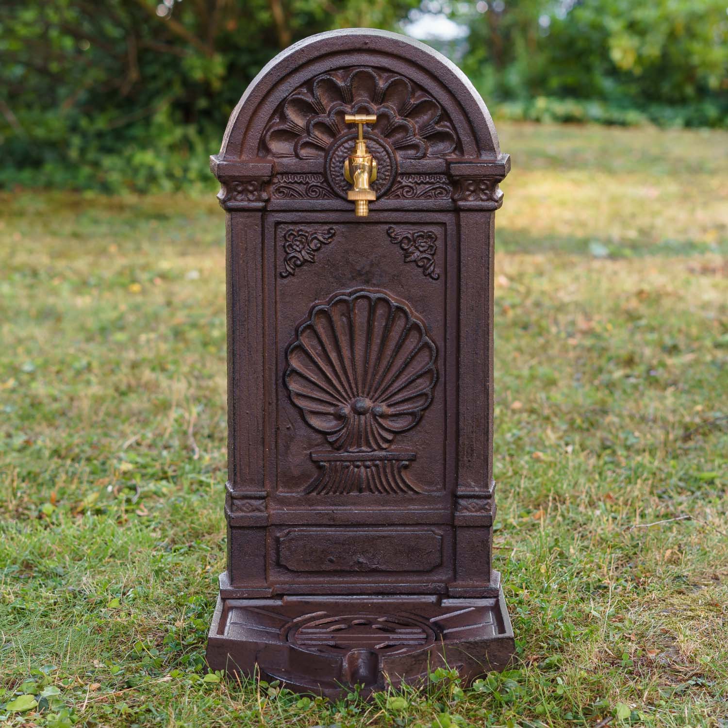 Standbrunnen Brunnen Waschbecken Eisen Wandbrunnen Antik-Stil 69cm braun