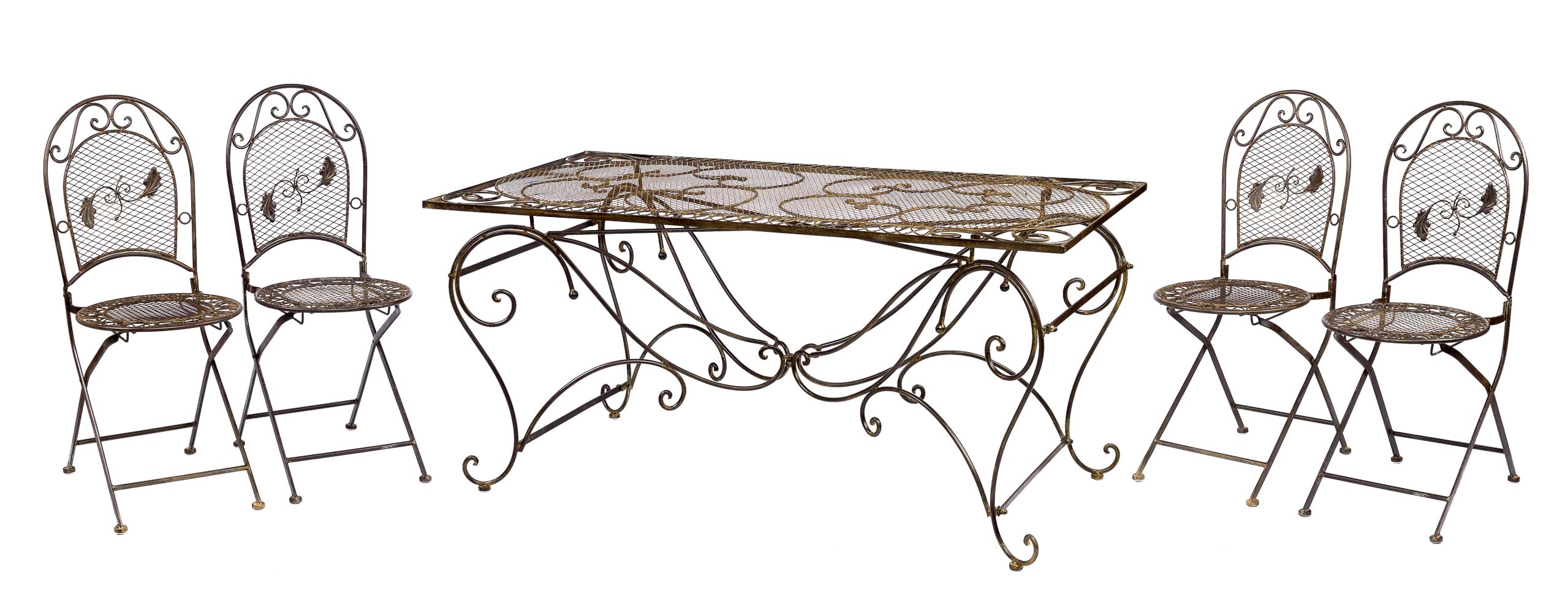 XXL Gartentisch + 4 Stühle Eisen Tisch Gartenmöbel antik Stil garden furniture