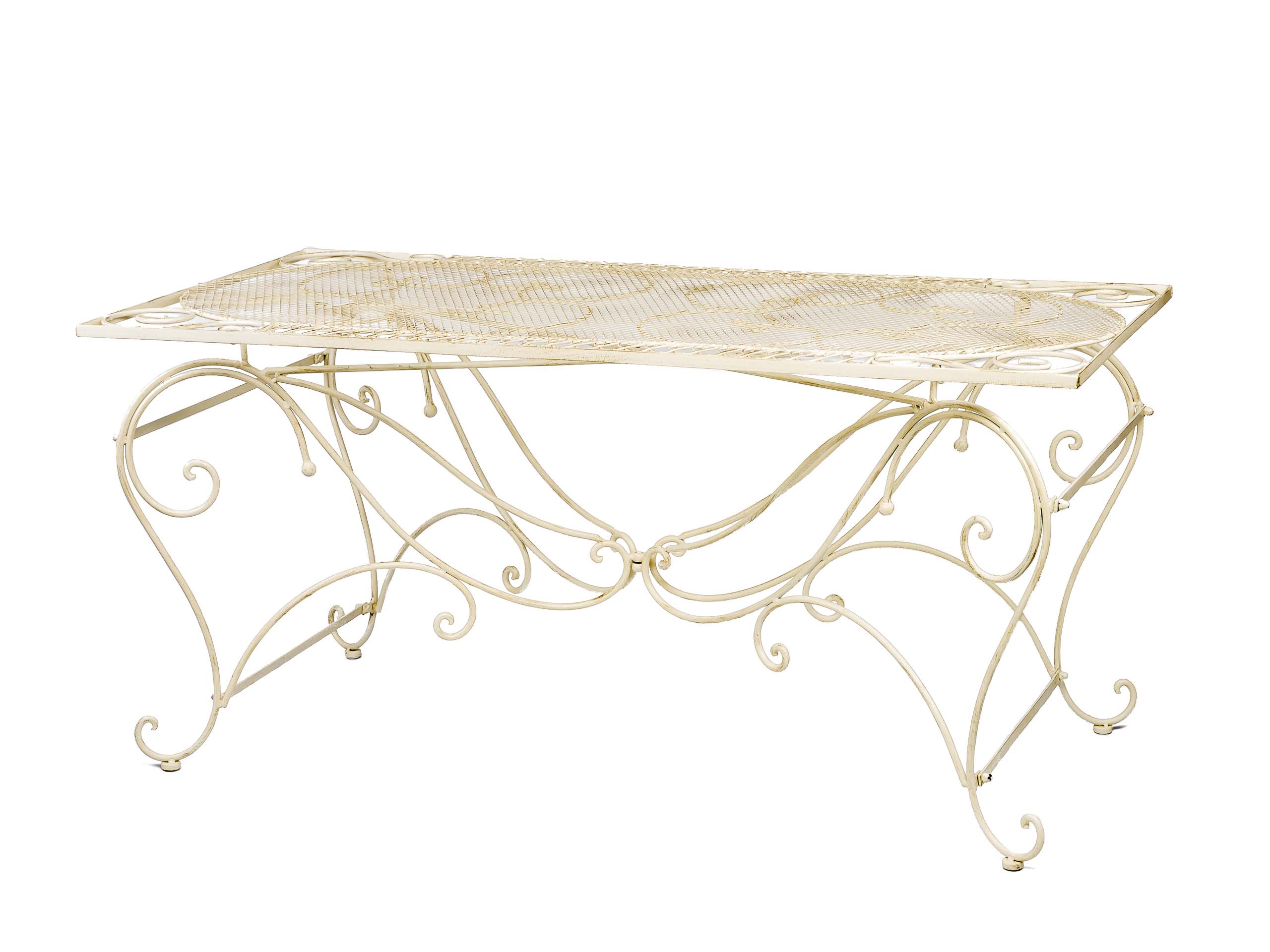 XXL Gartentisch + 4 Stühle Eisen Gartenmöbel antik Stil creme weiß furniture