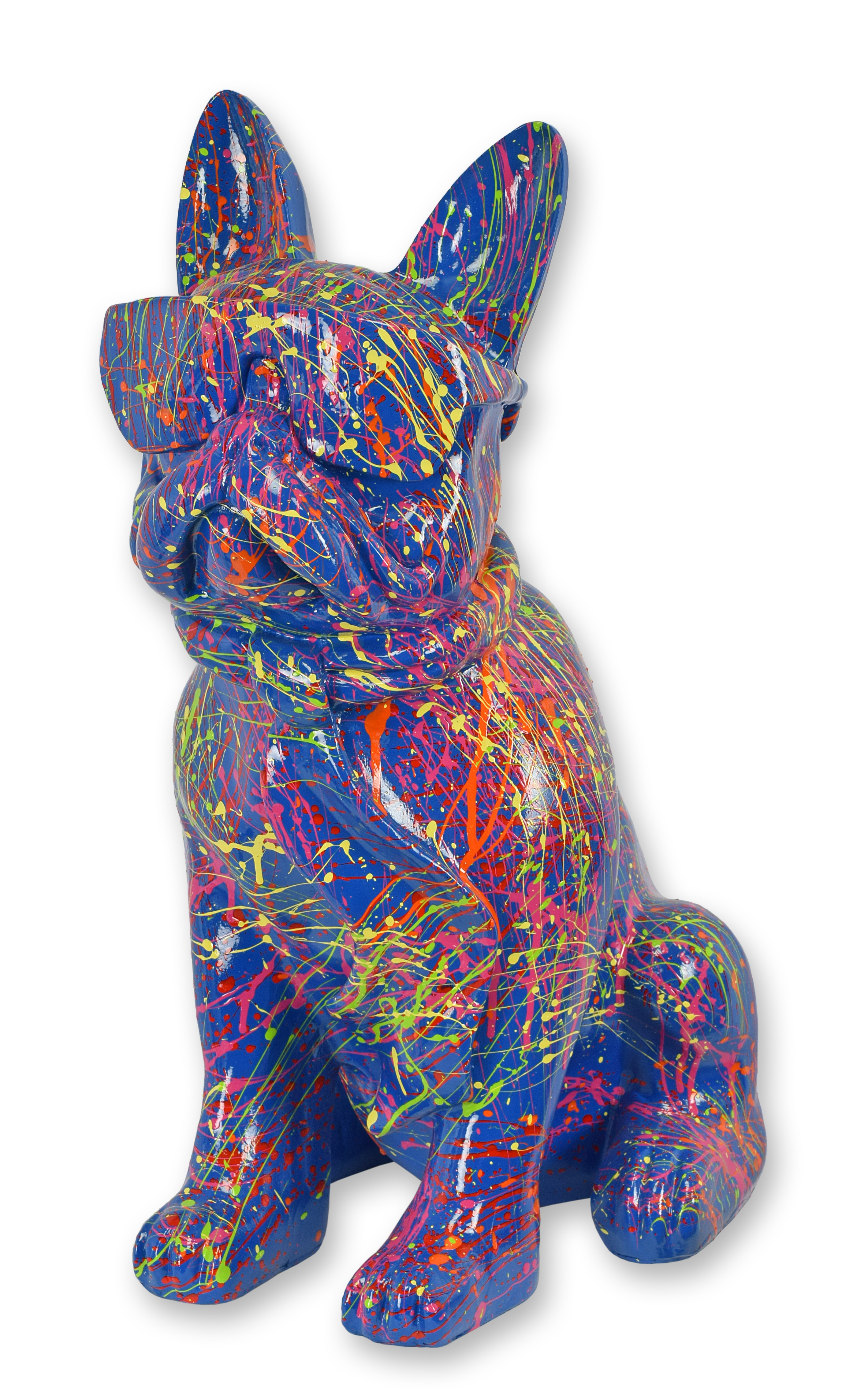 Een harsen bulldog met zonnebril en stropdas - blauwe spat replica retro ontwerp decoratie