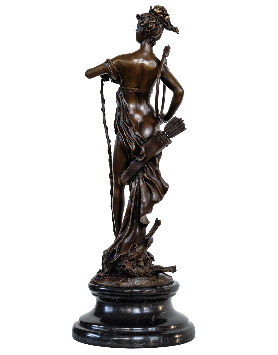 Bronzeskulptur Diana Jagd Bogen Wildschwein Antik-Stil Bronze Figur Statue 50cm