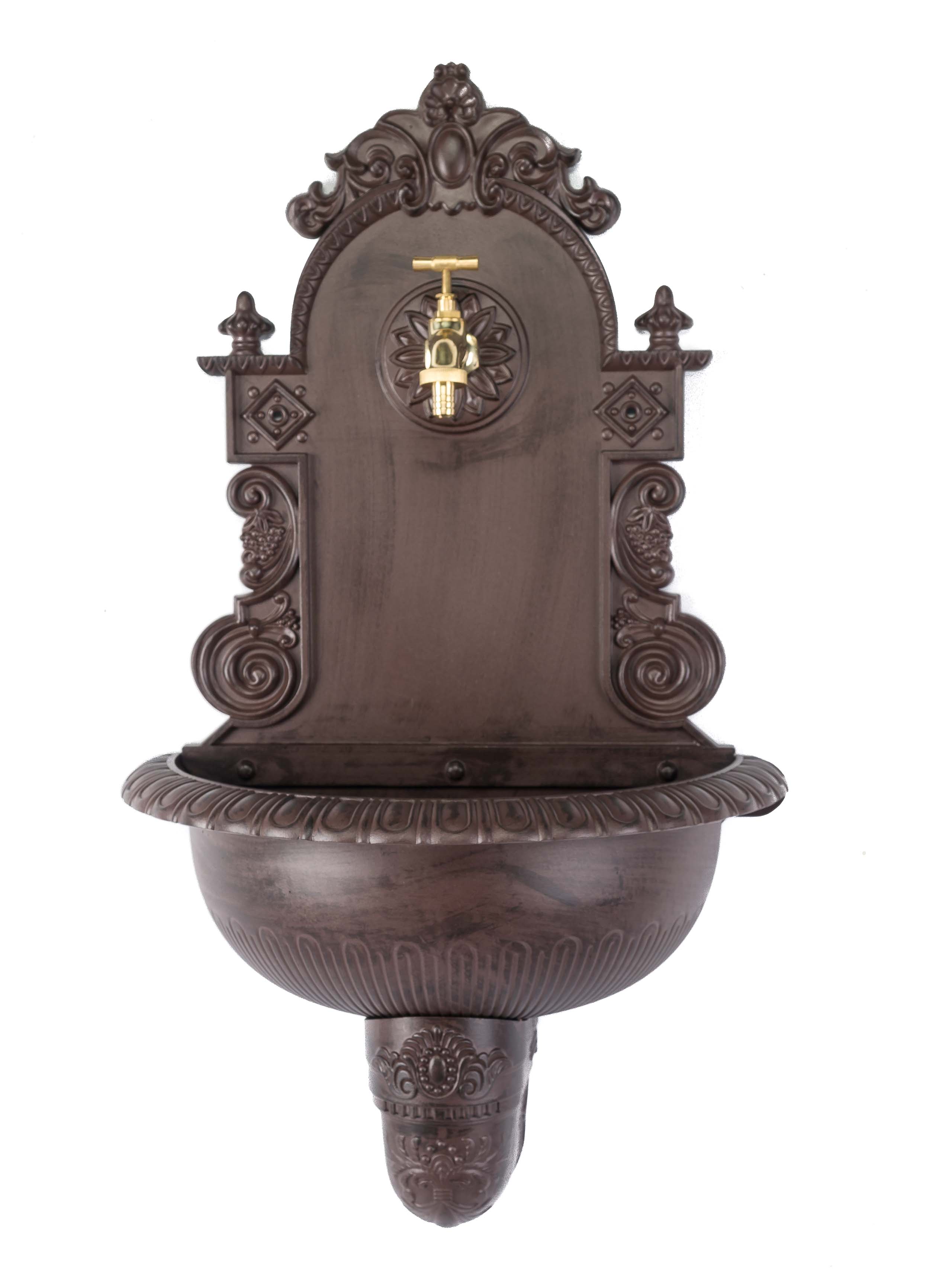 Waschbecken Wandbrunnen Garten Alu antik Stil Brunnen Waschplatz Bad