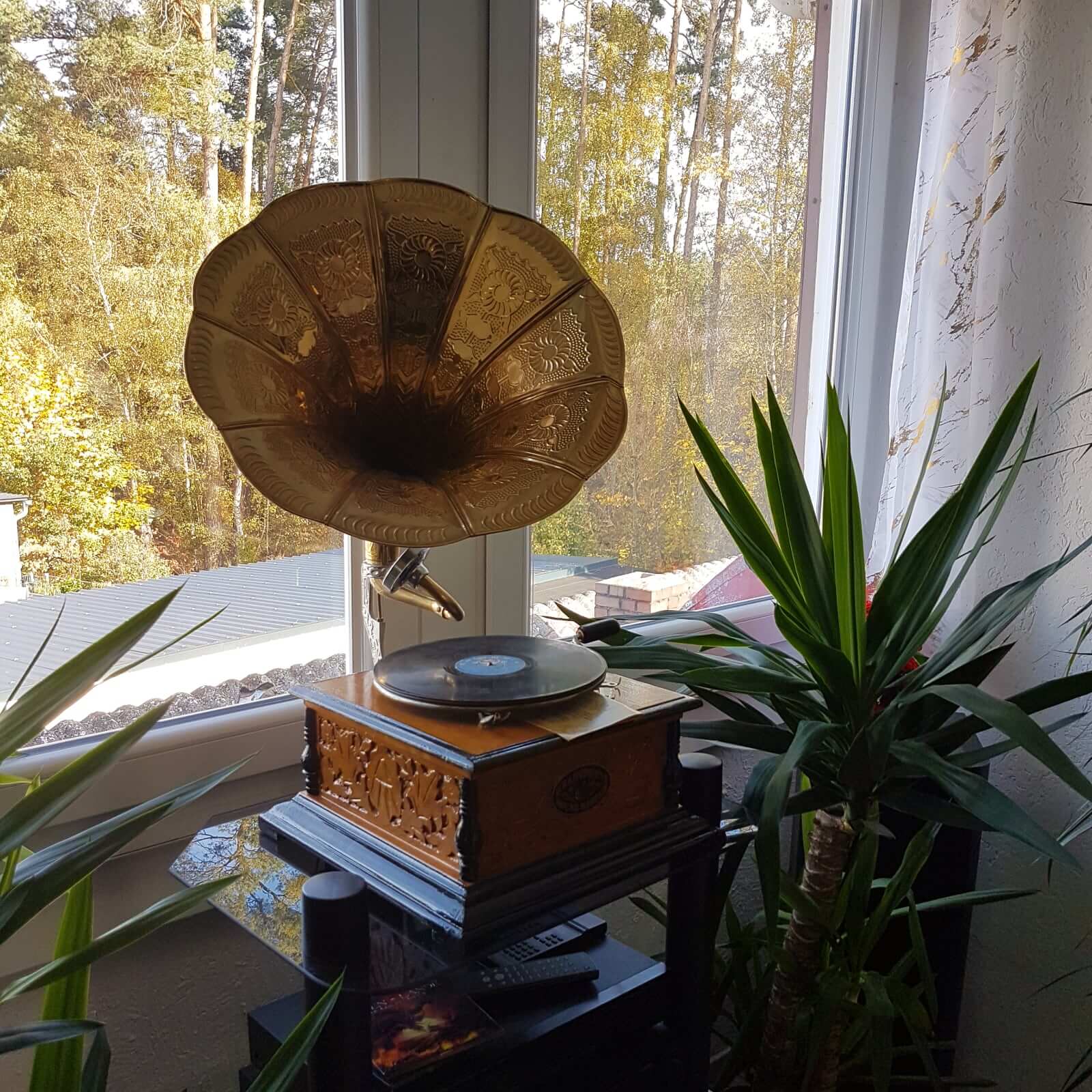 Nostalgie grammofoon grammofoondecoratie met trechter grammofoon antieke stijl (h)
