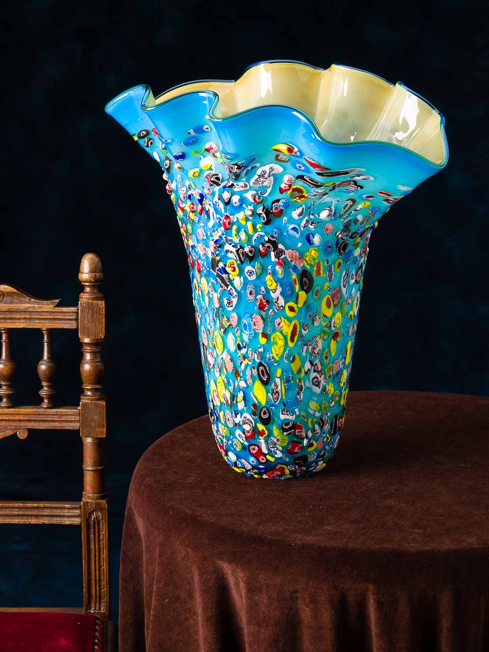 GLASVASE GLAS VASE IM ITALIEN MURANO ANTIK STIL HÖHE 42CM 6KG SCHWERE TISCHVASE