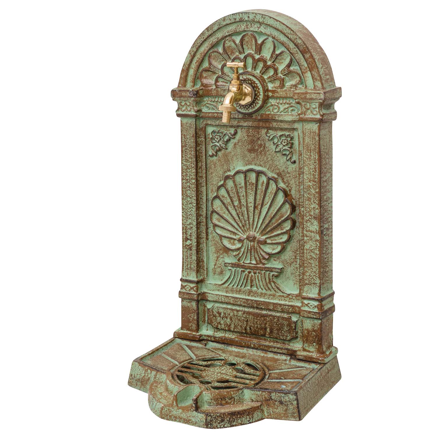 Standbrunnen Brunnen Waschbecken Eisen Wandbrunnen Antik-Stil 69cm grün