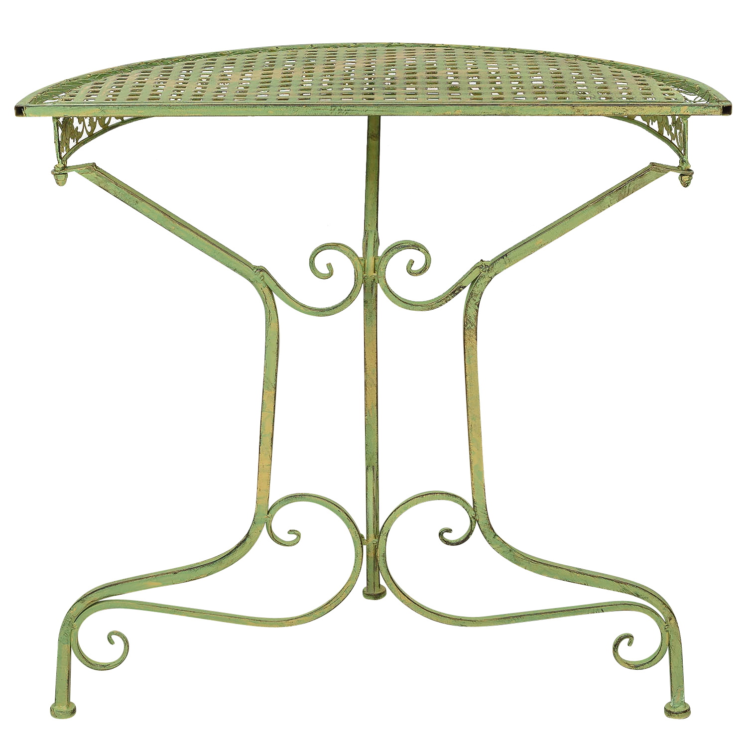 SA170200AG-2 Balkontisch Gartentisch Eisen Tisch Garten grün Antik-Stil halbrund Konsole