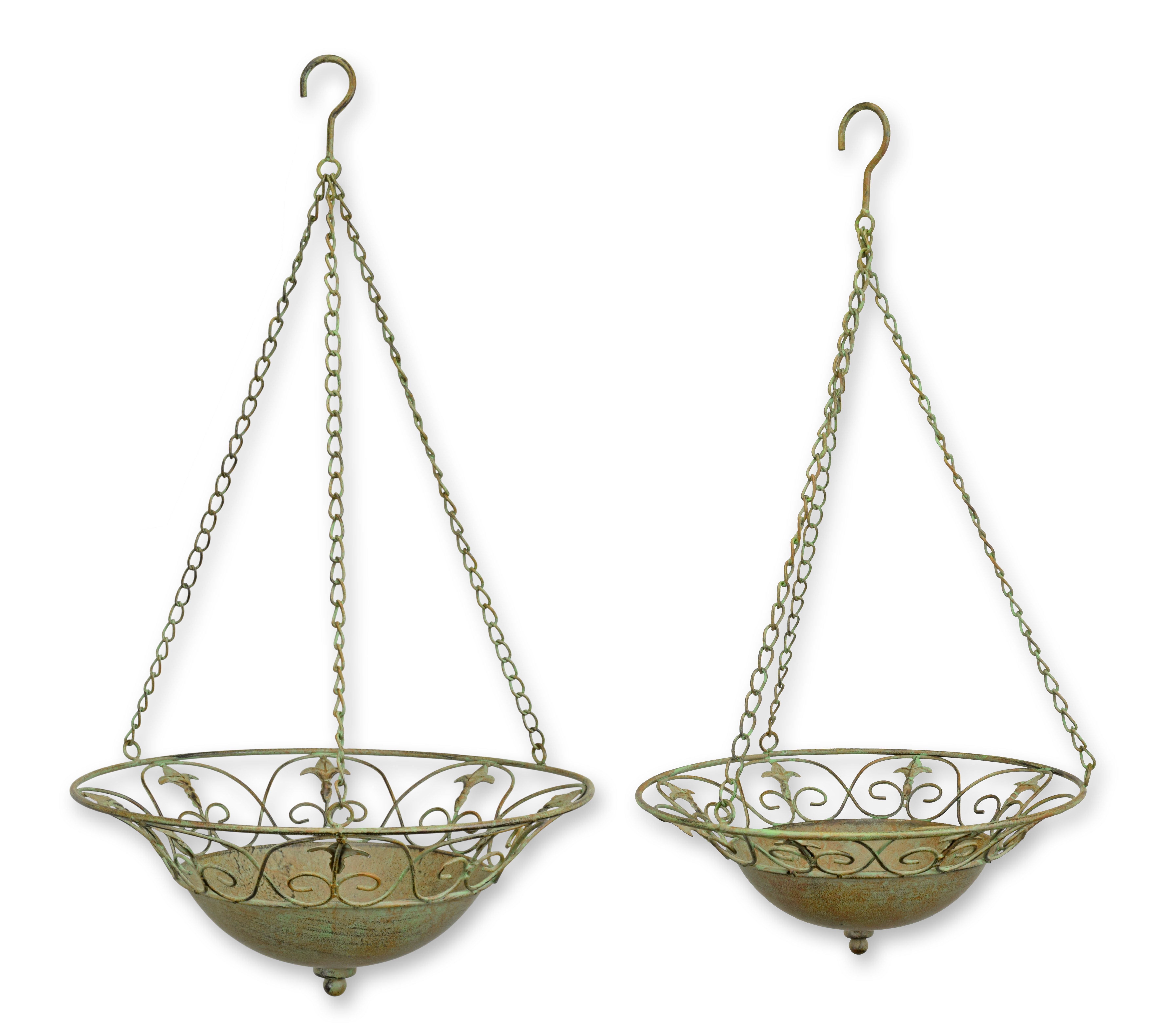 Een paar hangende ijzeren manden replica retro ontwerp decoratie Bronze