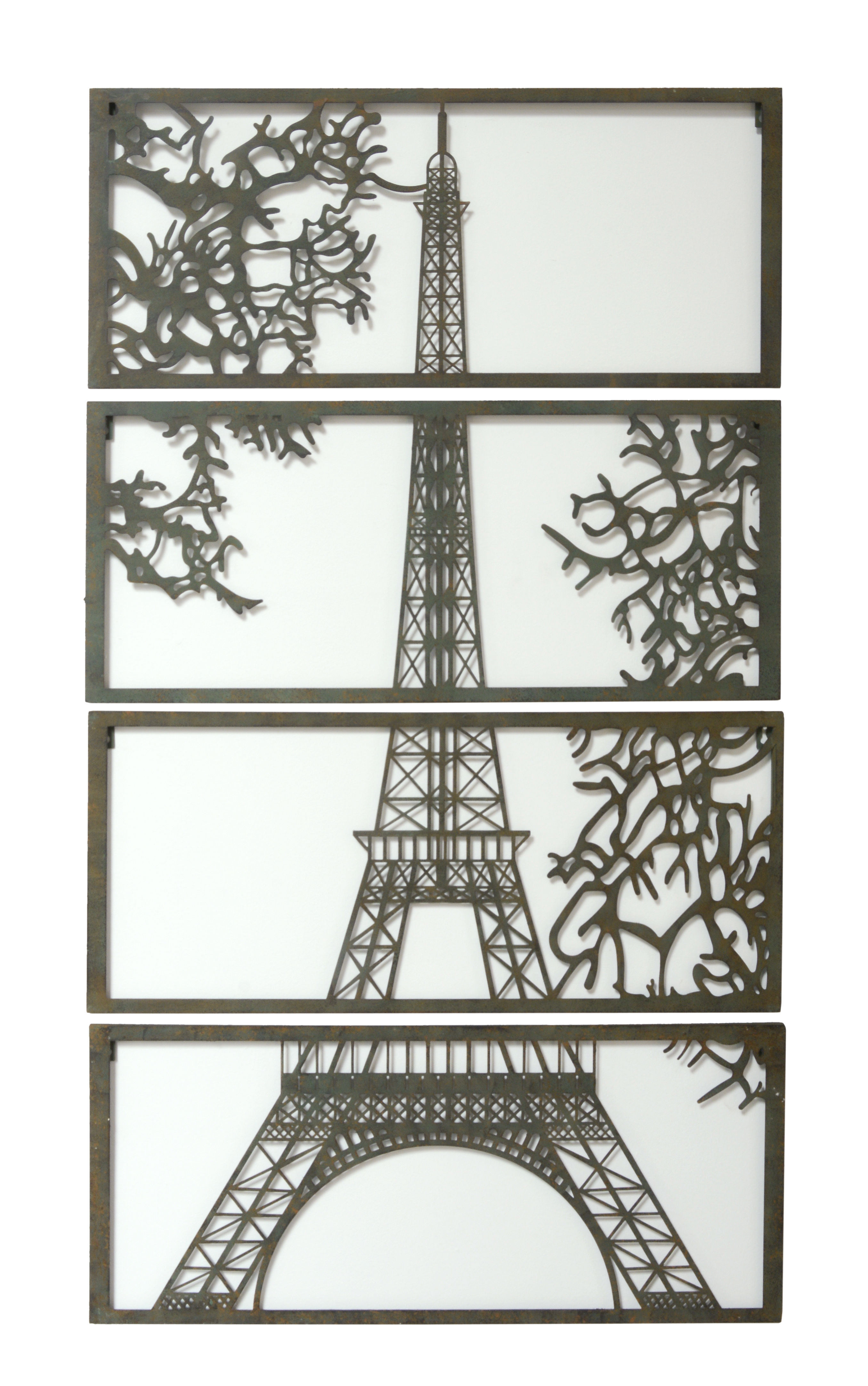 Wandgemonteerd ijzeren paneel met vier delen Eiffeltoren Paris replica retro ontwerp decoratie