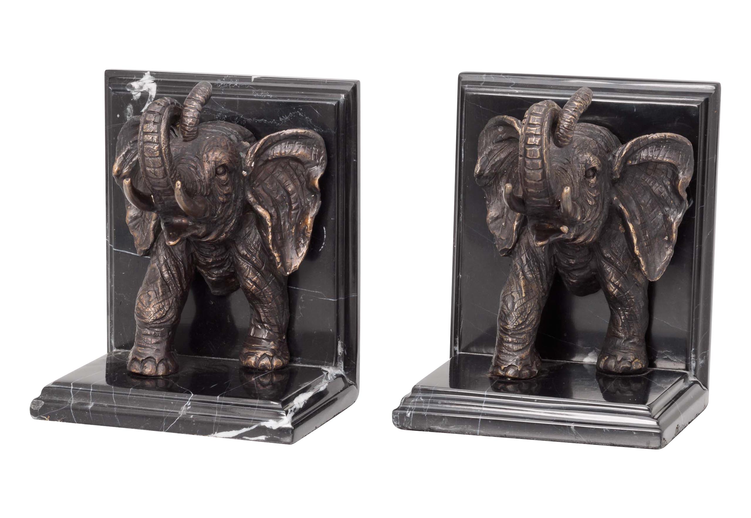 2 Buchstützen Bronze Skulptur Figur Elefant Bronzefigur Buch bookend bronze