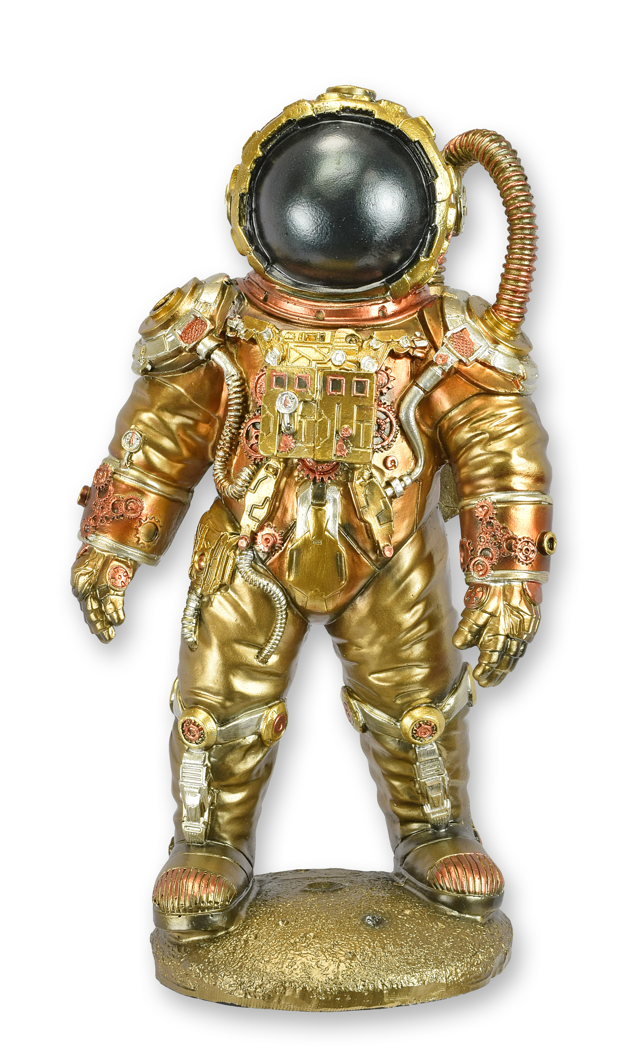 Een steampunk-beeldje van een astronaut, gemaakt van hars replica retro ontwerp decoratie