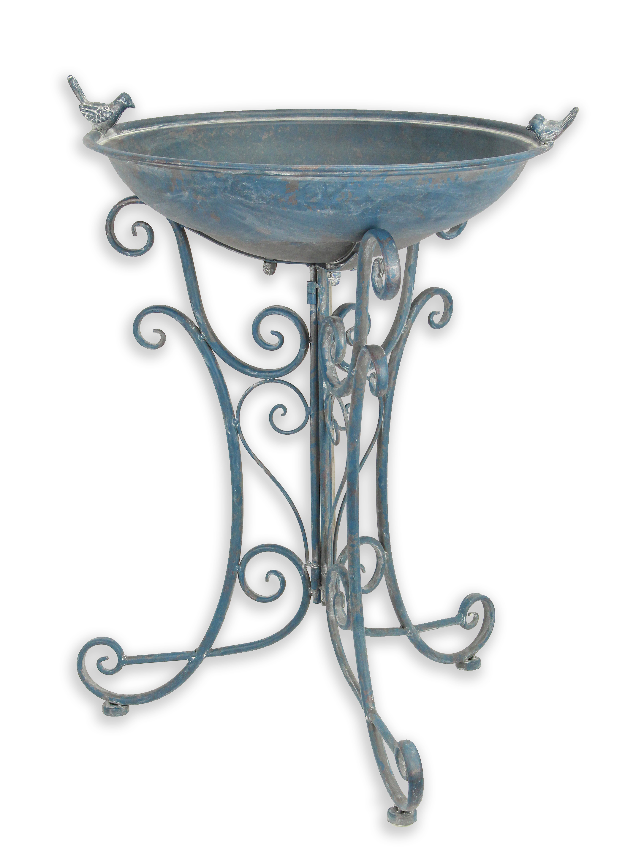 Een paar ijzeren vogelbaden, oudblauw replica retro ontwerp decoratie