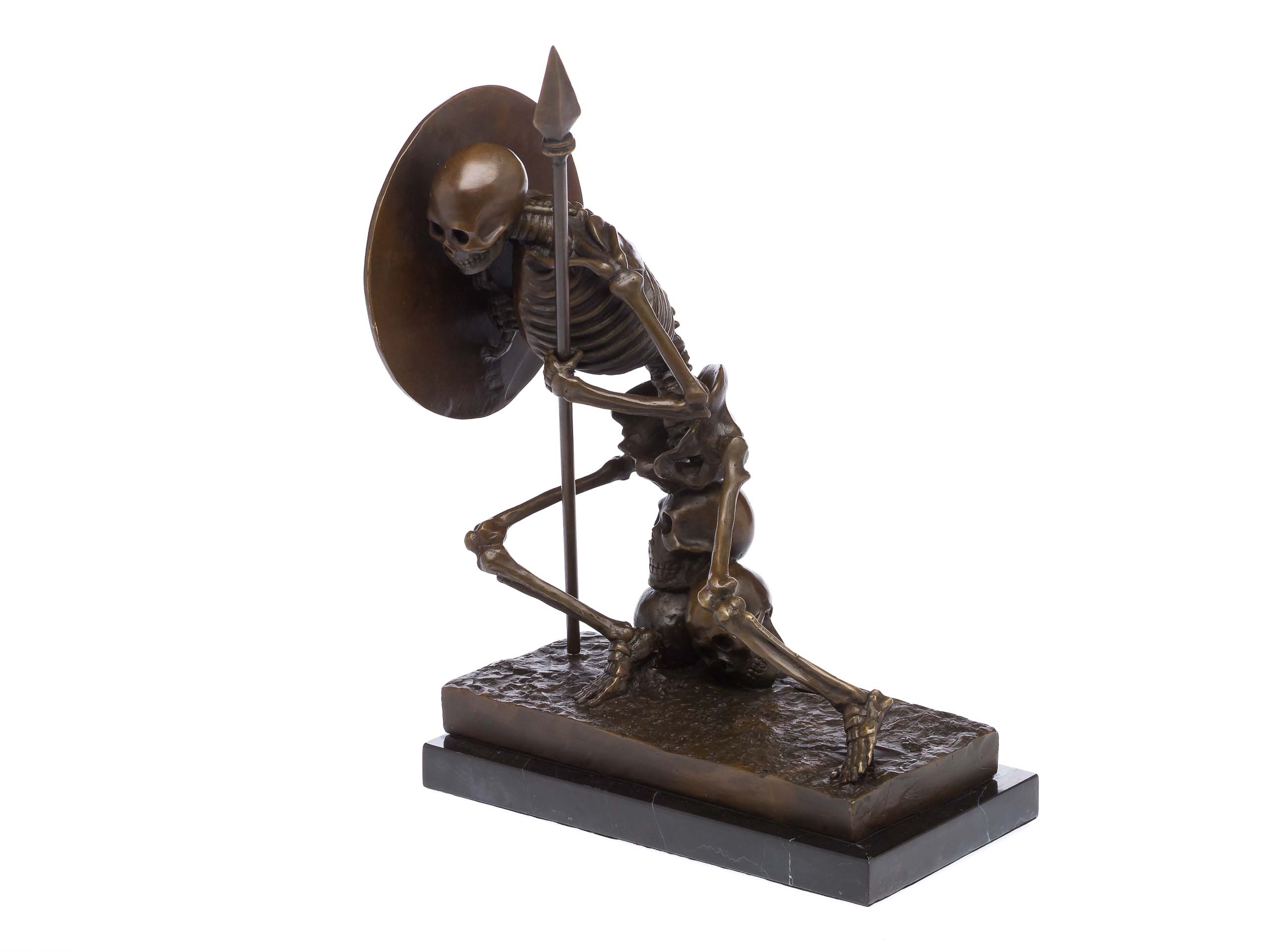 BRONZEFIGUR GERIPPE BRONZE SKELETON KRIEGER SKELETT MILO BRONZESKULPTUR